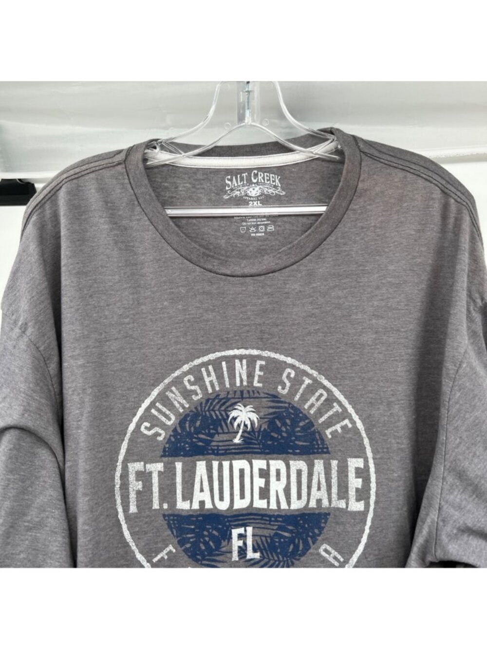Men's Ft. Lauderdale Long Sleeve Tee Gray/Multi Salt Creek Size 2XL - Picture 2 of 8